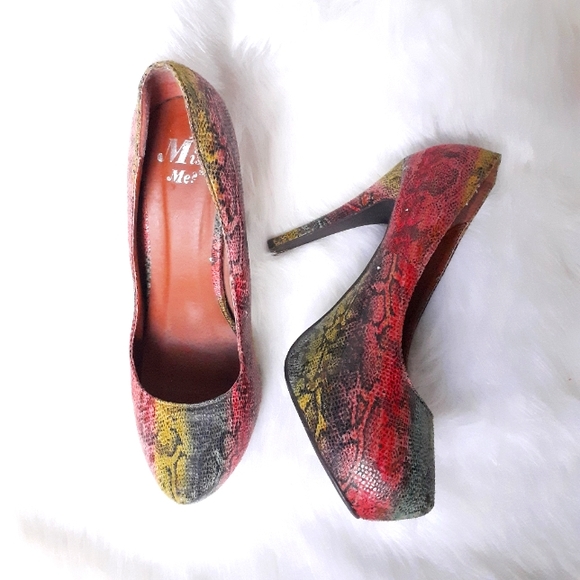 Miss Me Multicolored Snakeskin Platform Heels 8.5 - Picture 7 of 7
